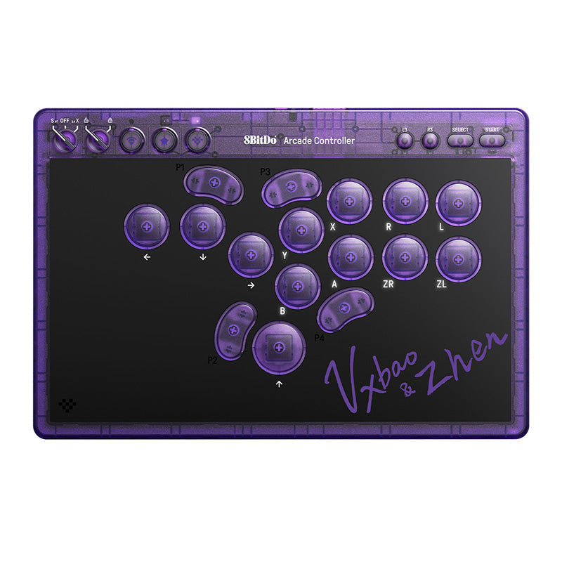 8BitDo Arcade Controller – Transparent Purple Signature Edition